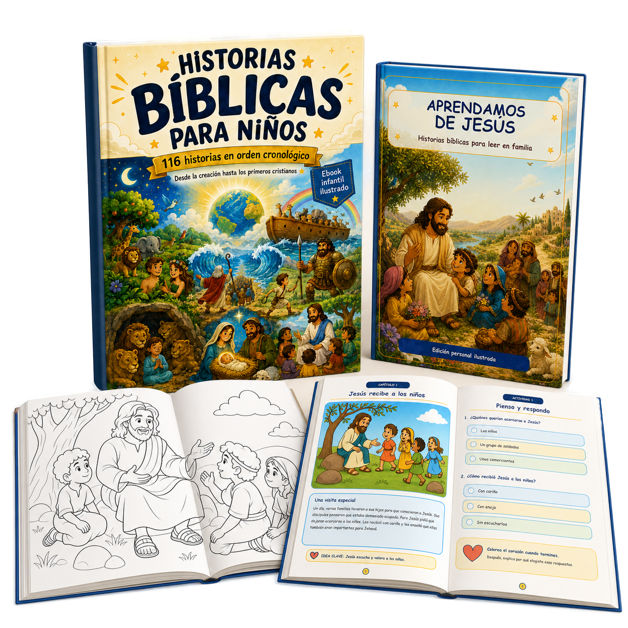Pack Bíblico Infantil Completo con cuatro libros digitales